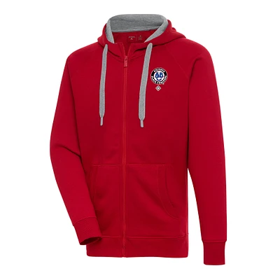 Men's Antigua Red Atlanta Black Crackers Victory Full-Zip Hoodie
