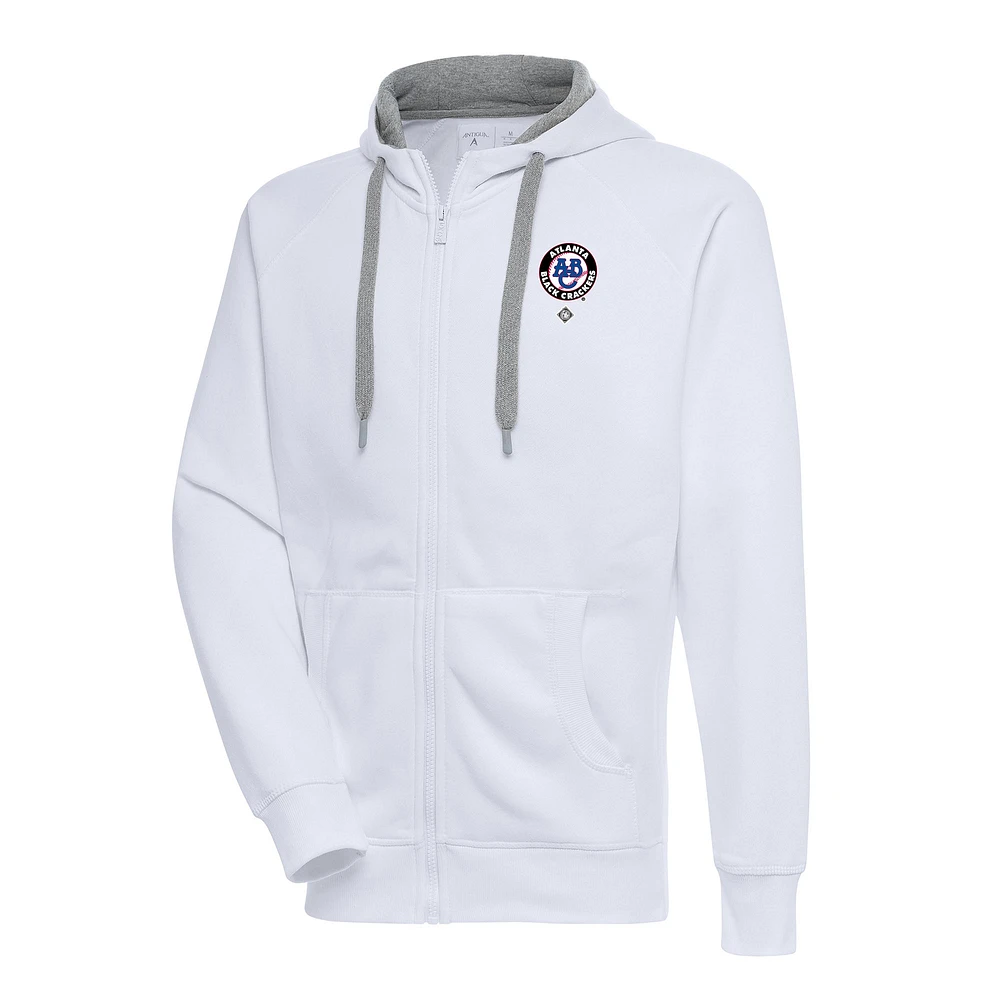 Men's Antigua White Atlanta Black Crackers Victory Full-Zip Hoodie