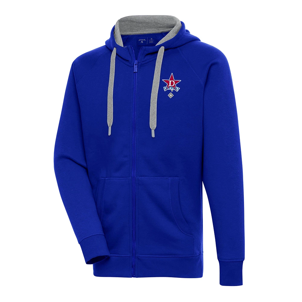 Men's Antigua Royal Detroit Stars Victory Full-Zip Hoodie