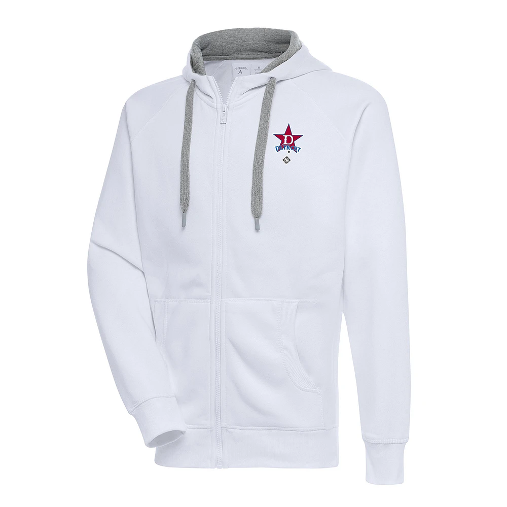 Men's Antigua White Detroit Stars Victory Full-Zip Hoodie