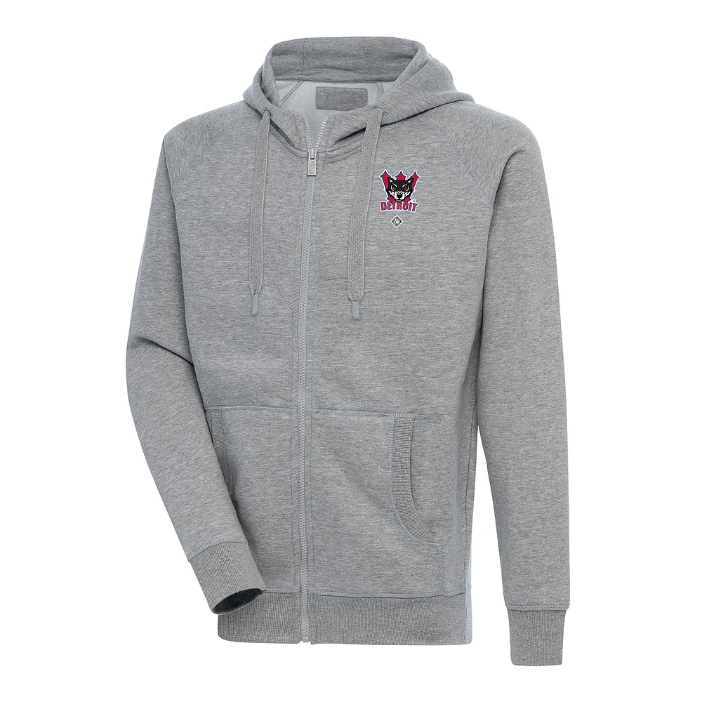 Men's Antigua Heather Gray Detroit Wolves Victory Full-Zip Hoodie
