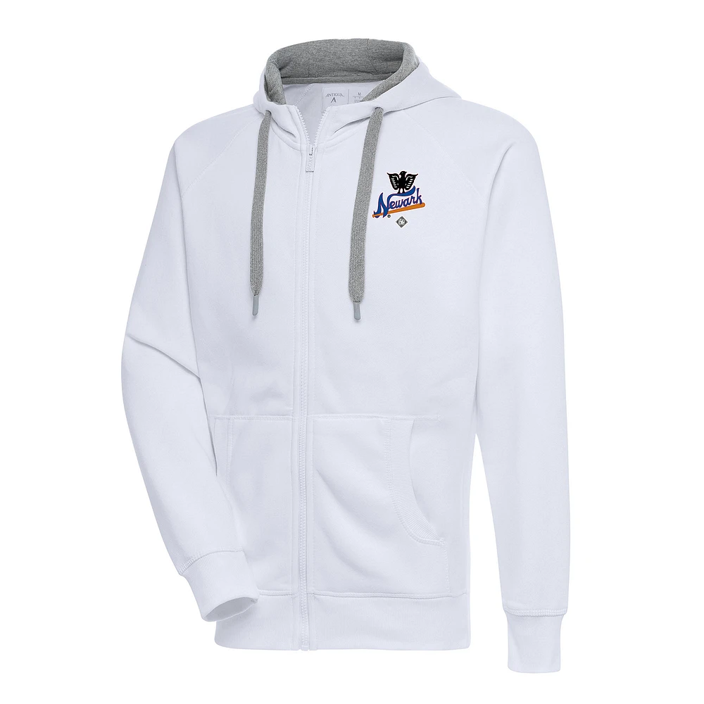 Men's Antigua White Newark Eagles Victory Full-Zip Hoodie