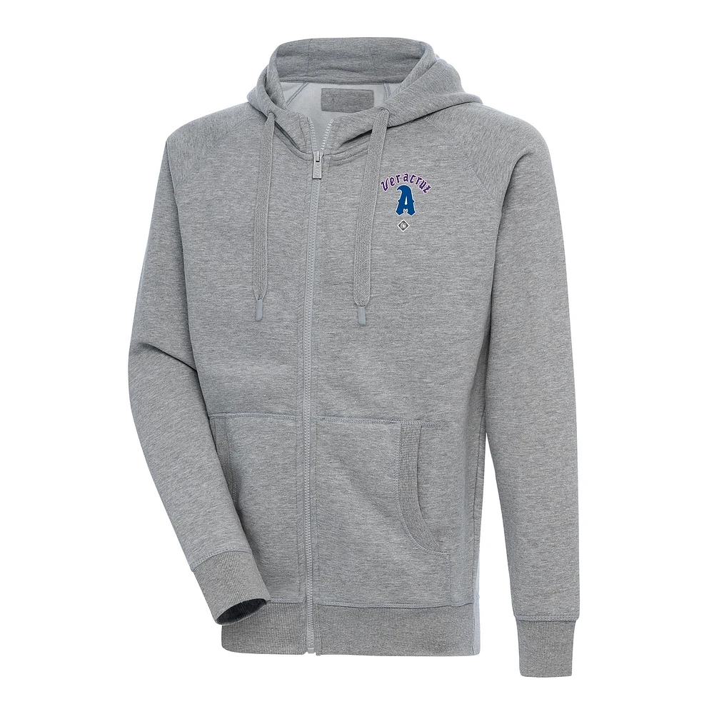 Men's Antigua Heather Gray Azules de Veracruz Victory Full-Zip Hoodie
