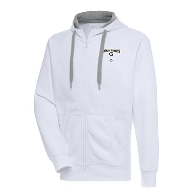 Men's Antigua White Miami Giants Victory Full-Zip Hoodie