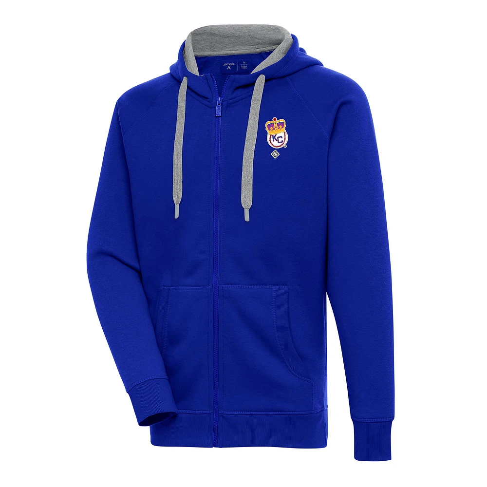 Men's Antigua Royal Kansas City Monarchs Victory Full-Zip Hoodie