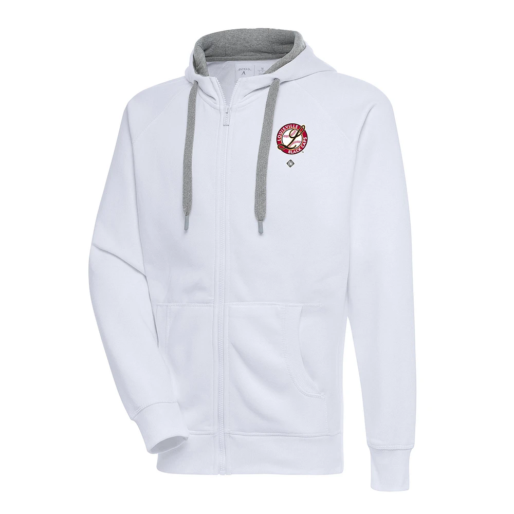 Men's Antigua White Louisville Black Caps Victory Full-Zip Hoodie