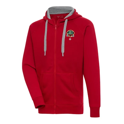 Men's Antigua Red Jacksonville Caps Victory Full-Zip Hoodie