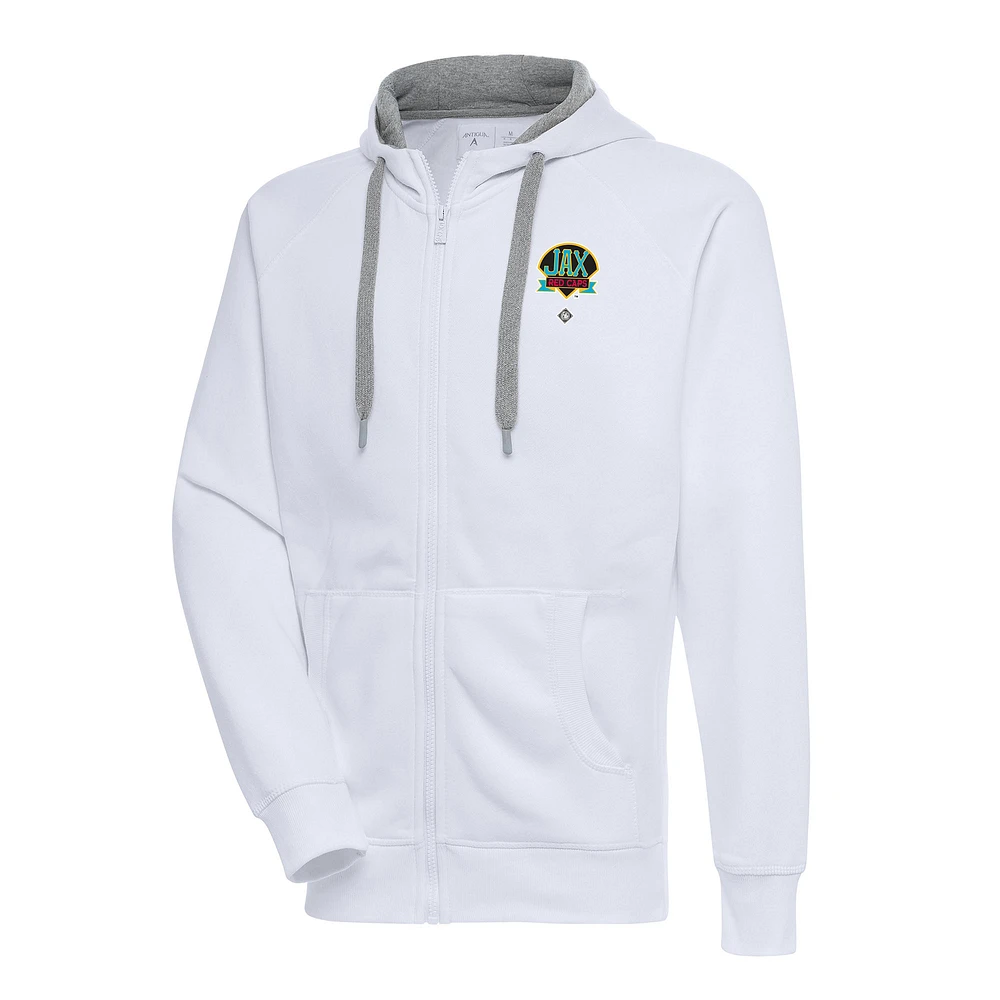Men's Antigua Jacksonville Red Caps Victory Full-Zip Hoodie