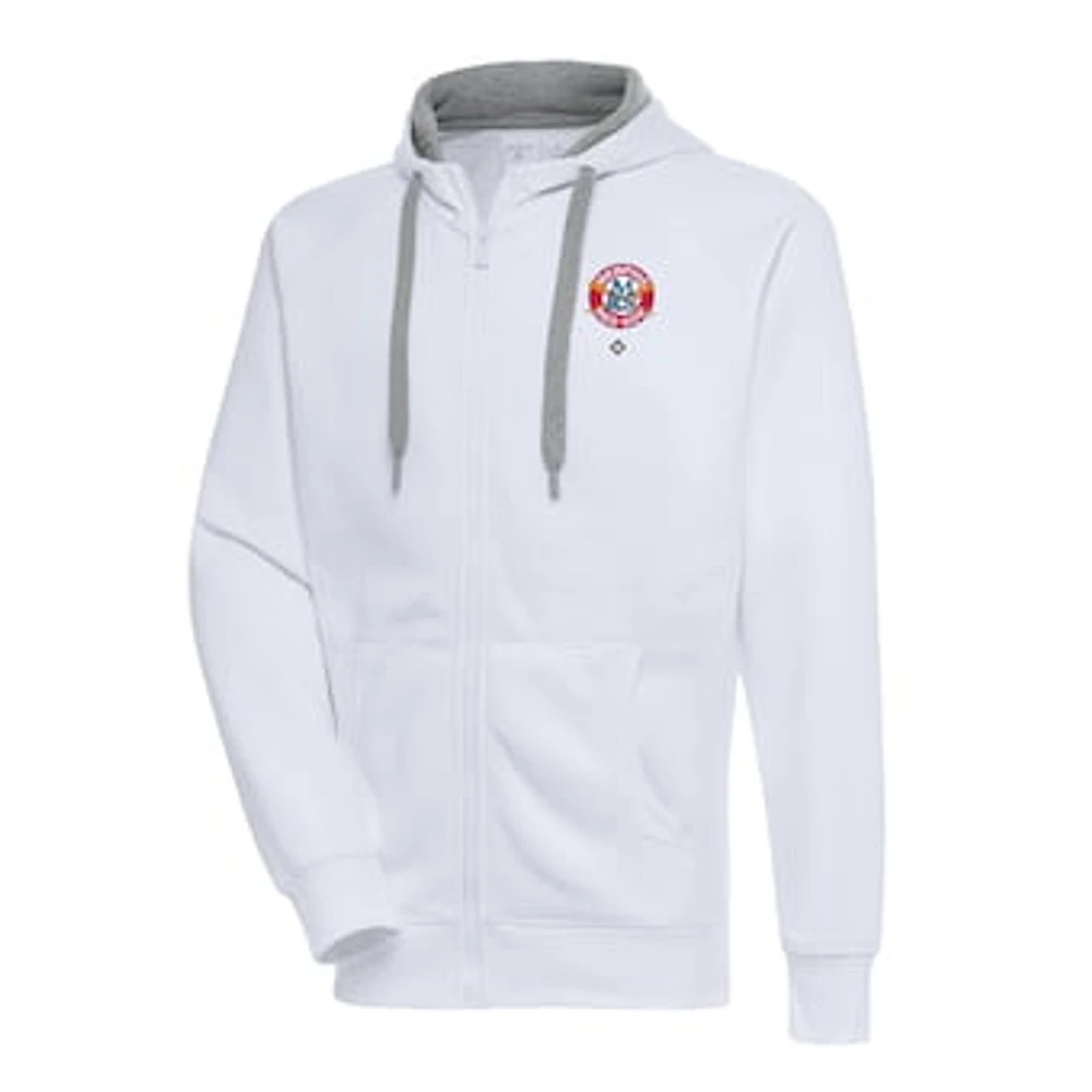 Men's Antigua White Memphis Red Sox Victory Full-Zip Hoodie