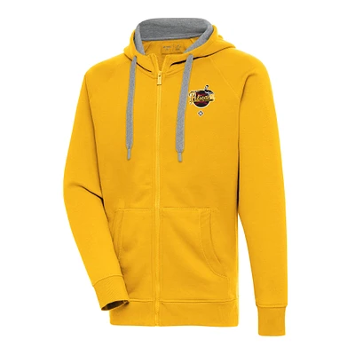Men's Antigua Gold New Orleans Black Pelicans Victory Full-Zip Hoodie
