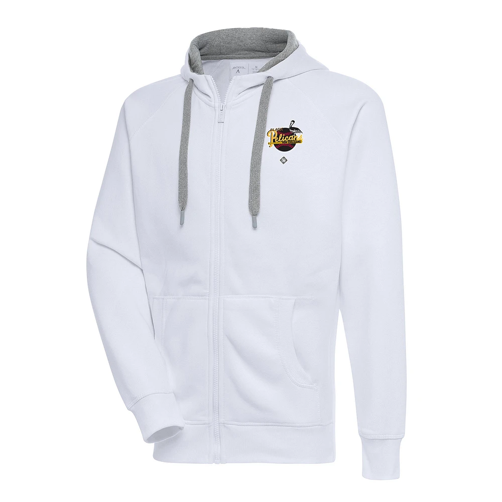 Men's Antigua White New Orleans Black Pelicans Victory Full-Zip Hoodie