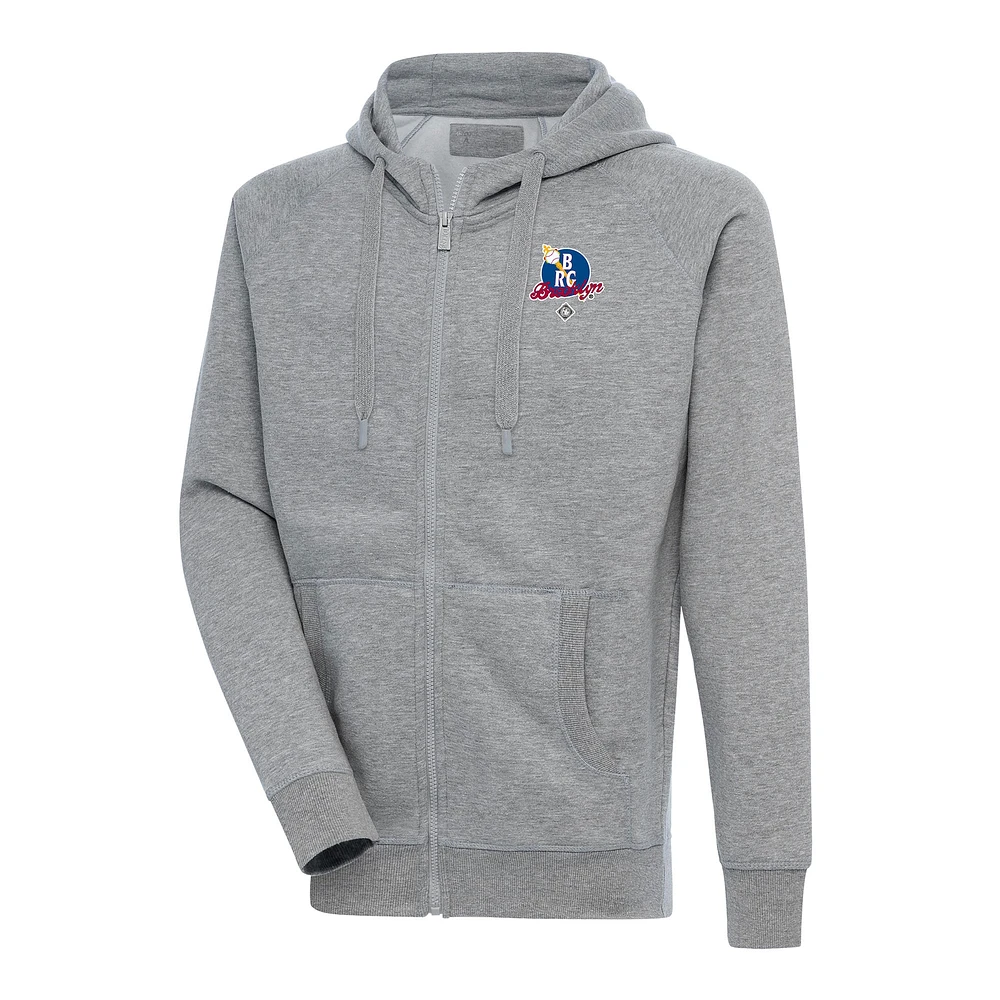 Men's Antigua Heather Gray Brooklyn Royal Giants Victory Full-Zip Hoodie