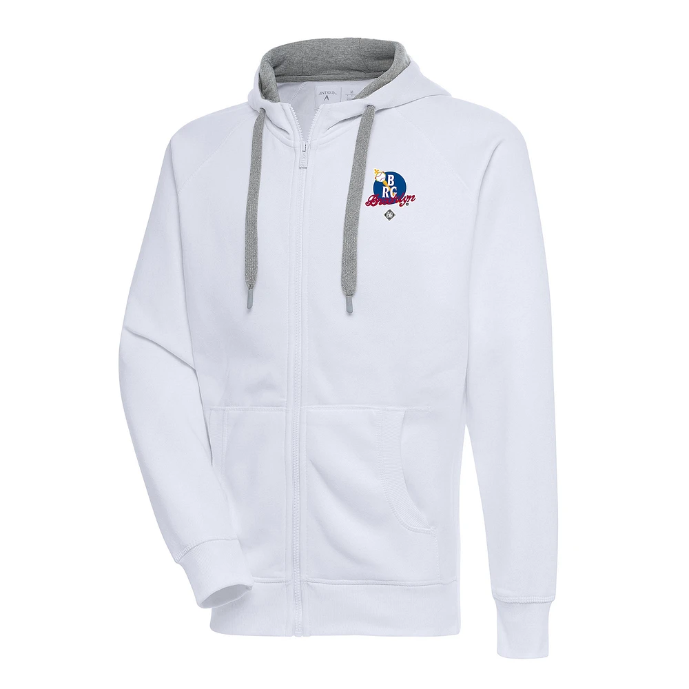 Men's Antigua White Brooklyn Royal Giants Victory Full-Zip Hoodie