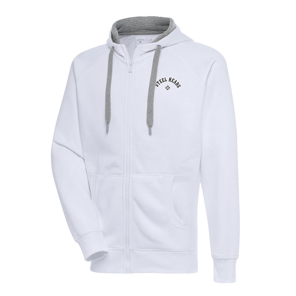 Men's Antigua White Seattle Steelheads Victory Full-Zip Hoodie