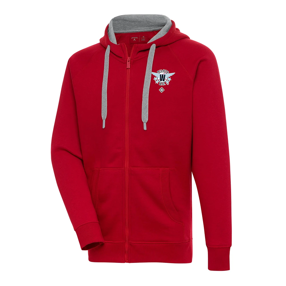 Men's Antigua Red Washington Pilots Victory Full-Zip Hoodie
