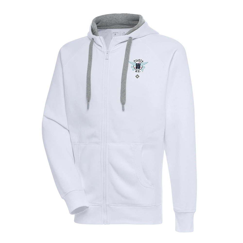 Men's Antigua White Washington Pilots Victory Full-Zip Hoodie