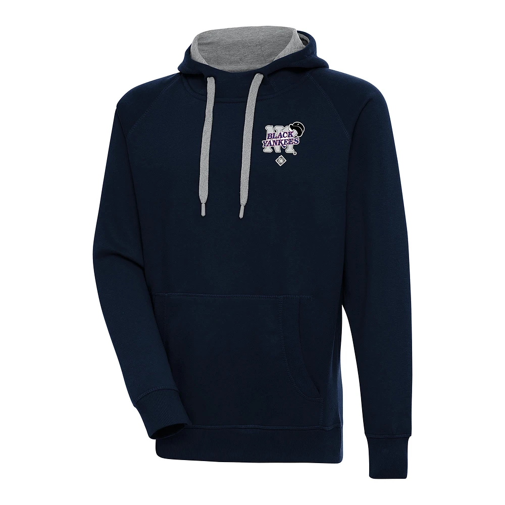 Men's Antigua Navy New York Black Yankees Victory Pullover Hoodie