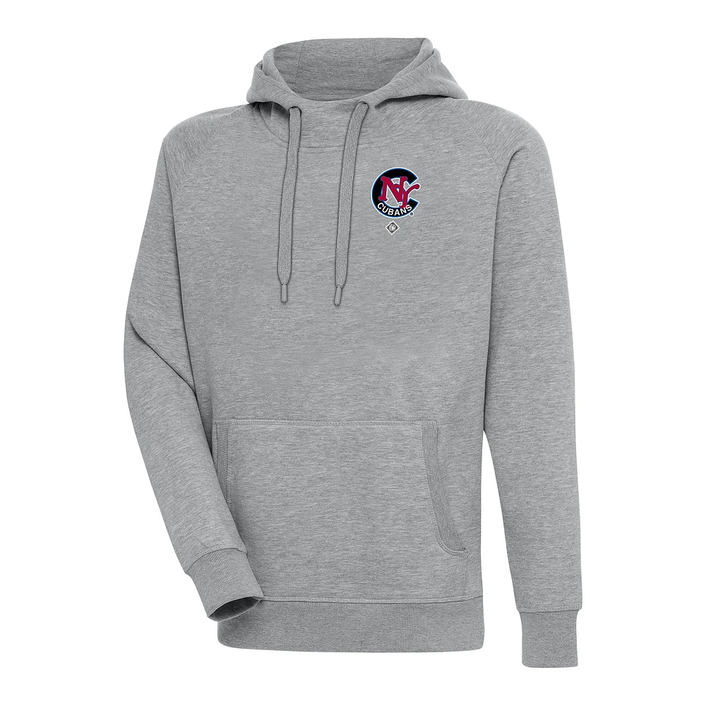 Men's Antigua Heather Gray New York Cubans Victory Pullover Hoodie