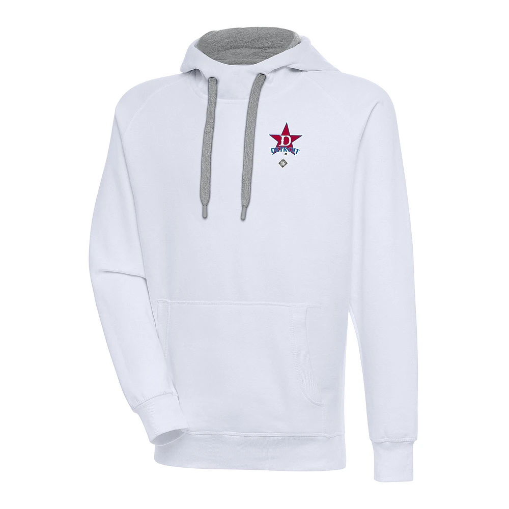 Men's Antigua White Detroit Stars Victory Pullover Hoodie