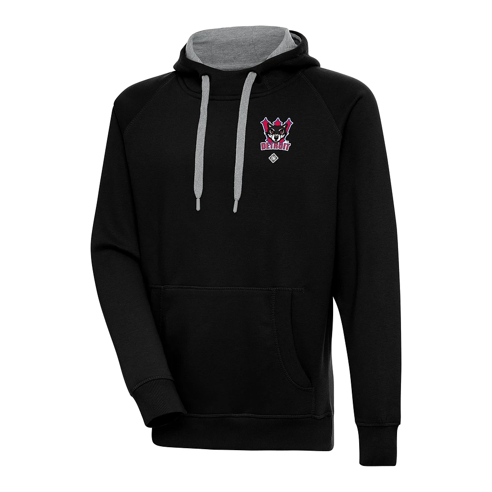 Men's Antigua Black Detroit Wolves Victory Pullover Hoodie