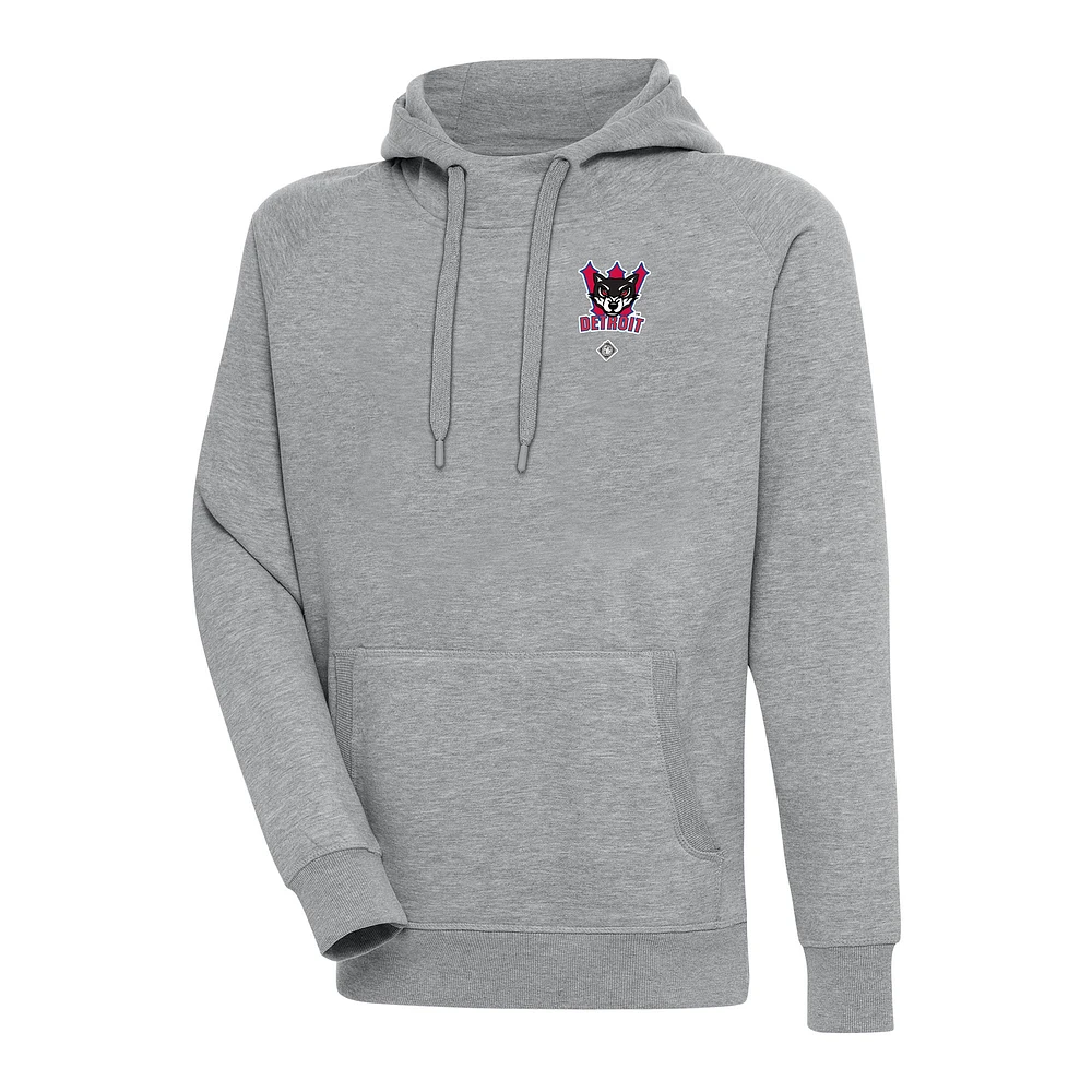 Men's Antigua Heather Gray Detroit Wolves Victory Pullover Hoodie
