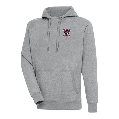 Men's Antigua Heather Gray Detroit Wolves Victory Pullover Hoodie