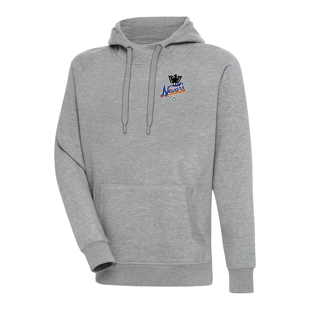 Men's Antigua Heather Gray Newark Eagles Victory Pullover Hoodie