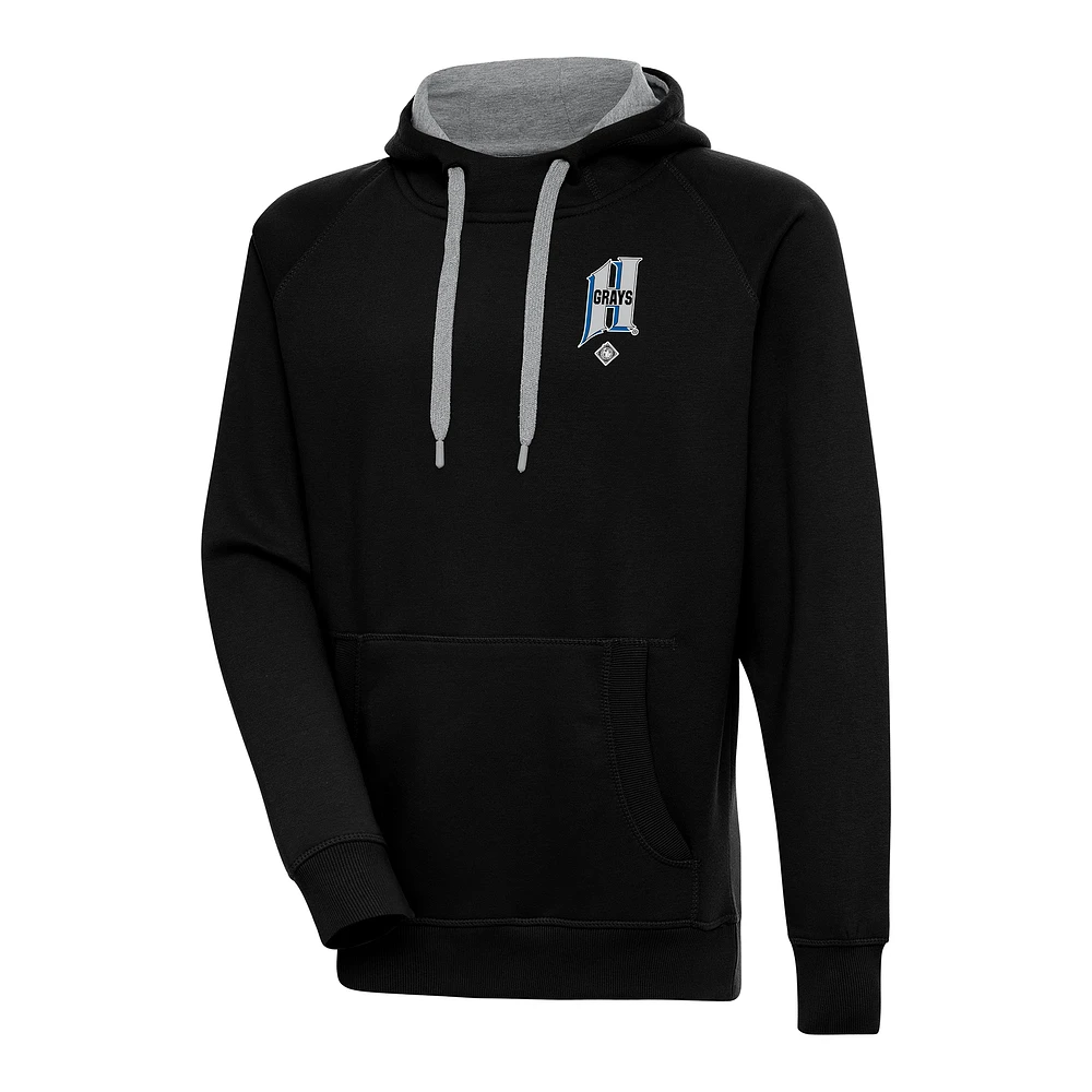 Men's Antigua Black Homestead Grays Victory Pullover Hoodie