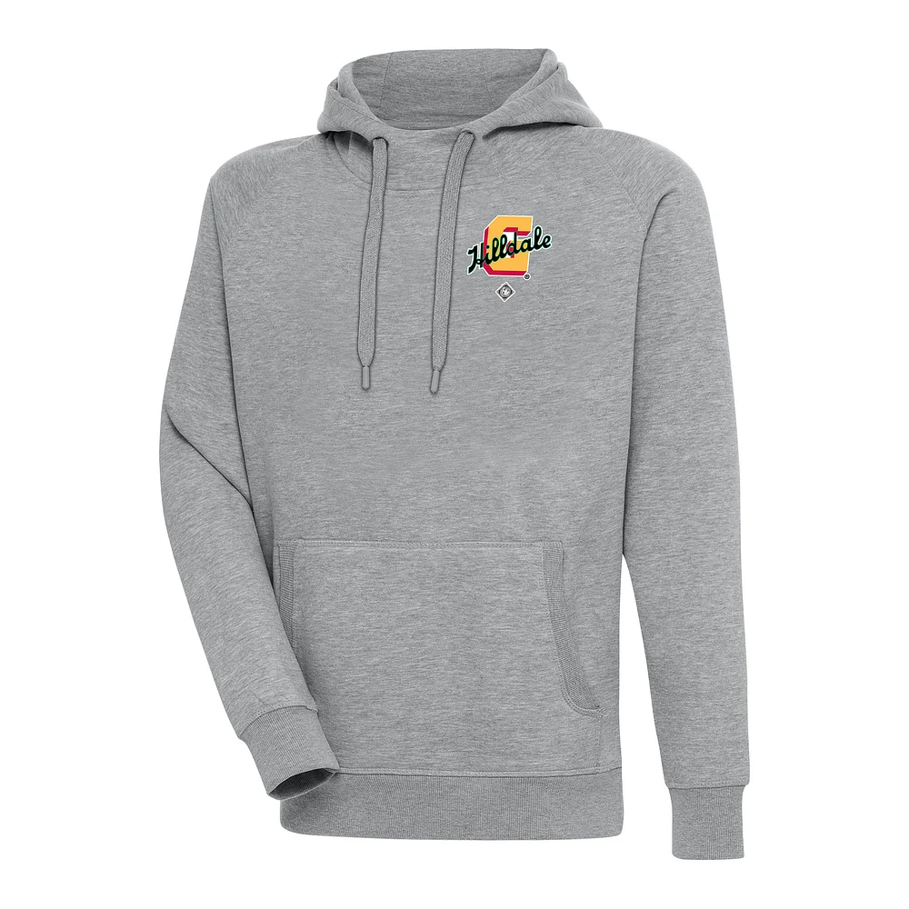 Men's Antigua Heather Gray Hilldale Club Victory Pullover Hoodie