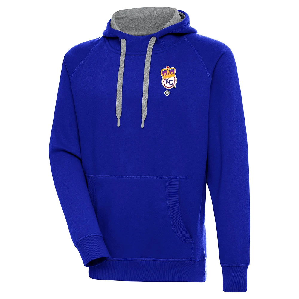 Men's Antigua Royal Kansas City Monarchs Victory Pullover Hoodie