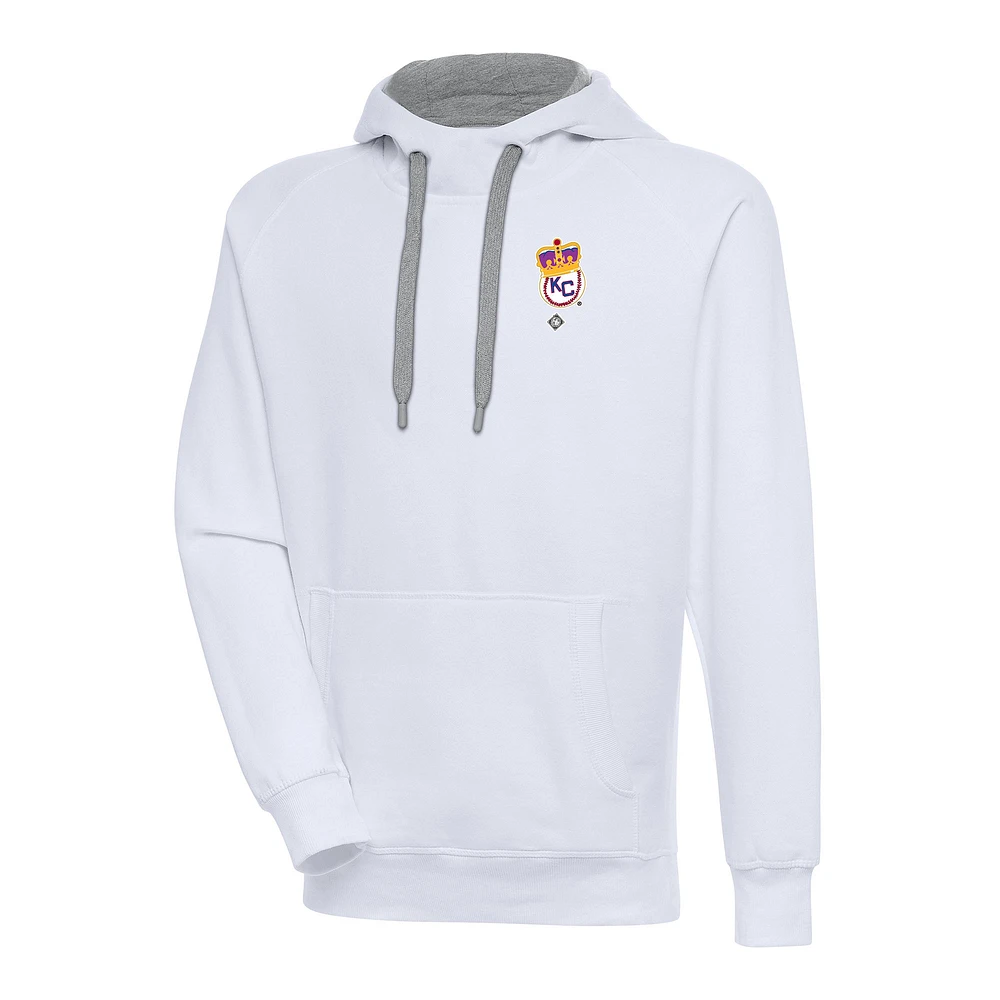 Men's Antigua White Kansas City Monarchs Victory Pullover Hoodie