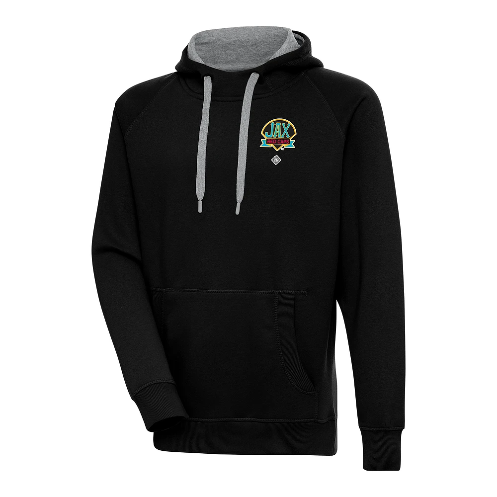 Men's Antigua Black Jacksonville Red Caps Victory Pullover Hoodie