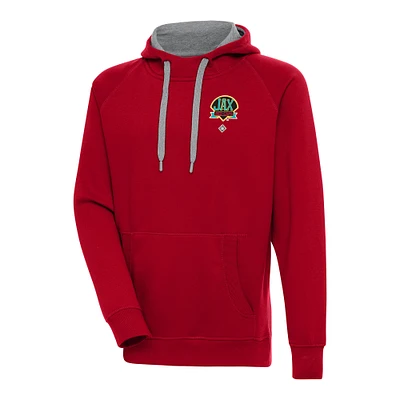 Men's Antigua Red Jacksonville Caps Victory Pullover Hoodie