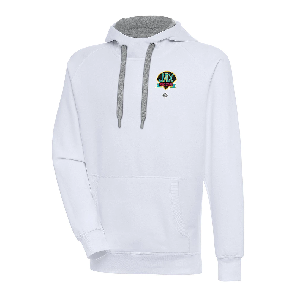 Men's Antigua White Jacksonville Red Caps Victory Pullover Hoodie