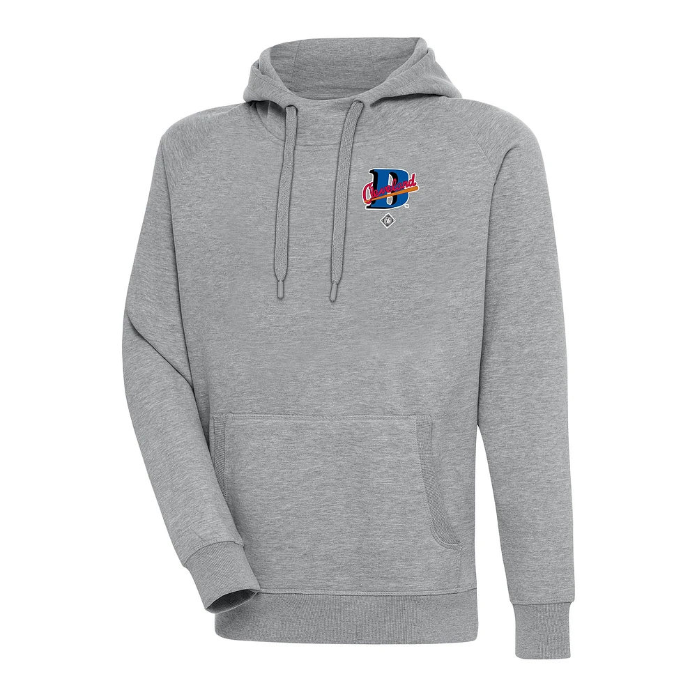Men's Antigua Heather Gray Cleveland Buckeyes Victory Pullover Hoodie