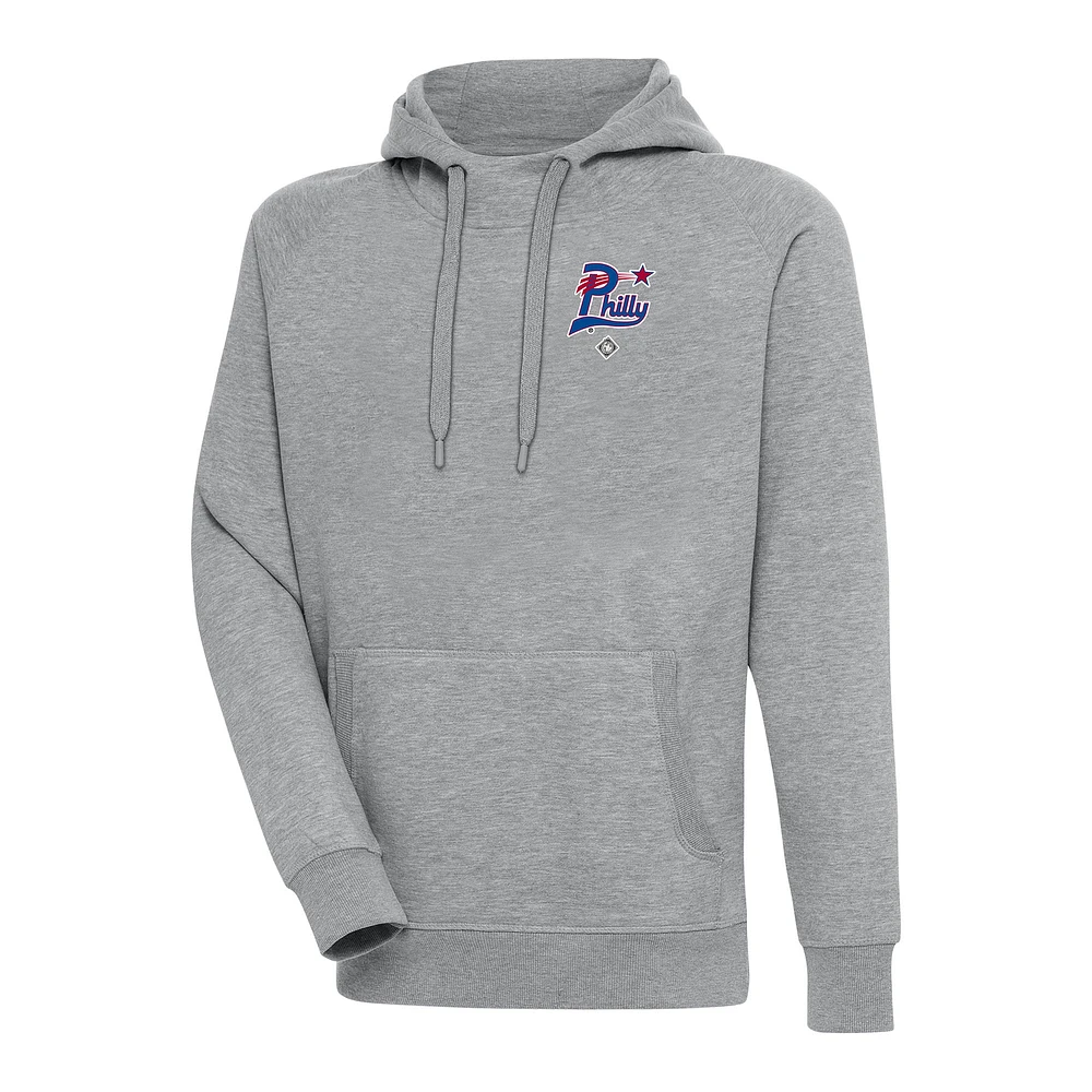 Men's Antigua Heather Gray Philadelphia Stars Victory Pullover Hoodie
