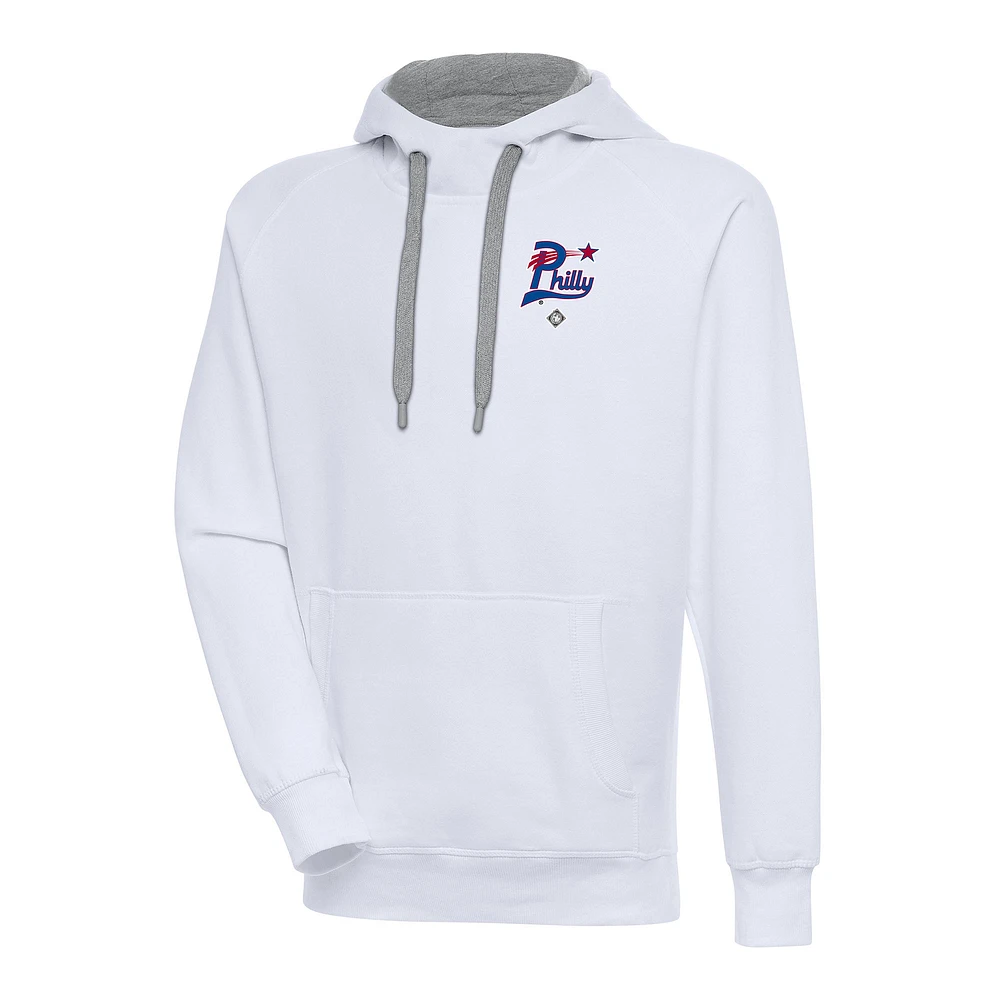 Men's Antigua White Philadelphia Stars Victory Pullover Hoodie
