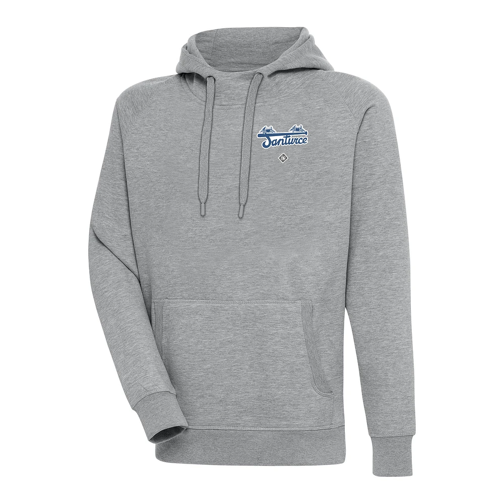 Men's Antigua Heather Gray Santurce Cangrejeros Victory Pullover Hoodie