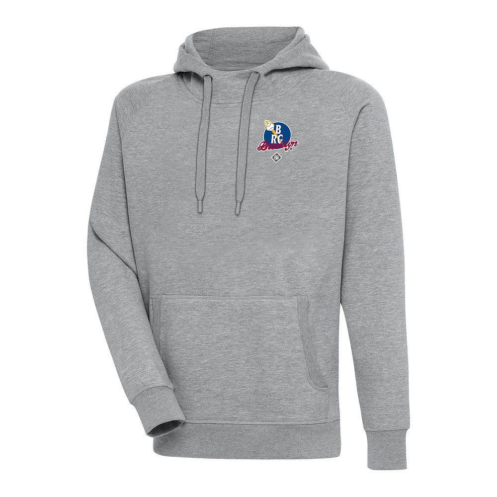 Men's Antigua Heather Gray Brooklyn Royal Giants Victory Pullover Hoodie