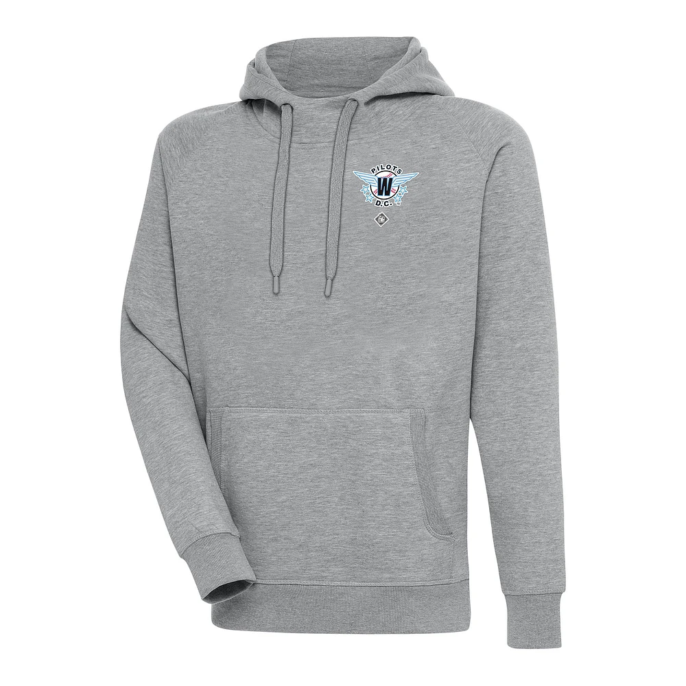 Men's Antigua Heather Gray Washington Pilots Victory Pullover Hoodie