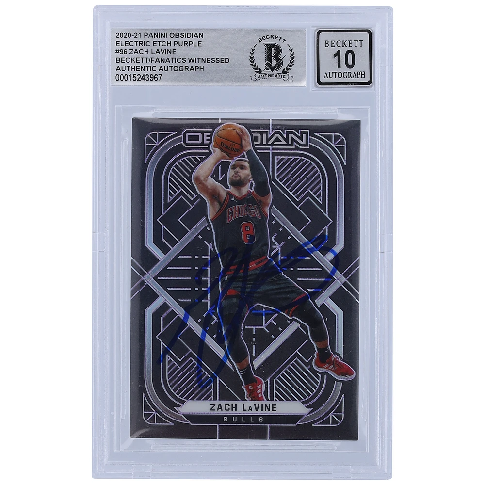 Zach LaVine Chicago Bulls Autographed 2020-21 Panini Obsidian Electric Etch Purple #96 #55/99 Beckett Fanatics Witnessed Authenticated 10 Card
