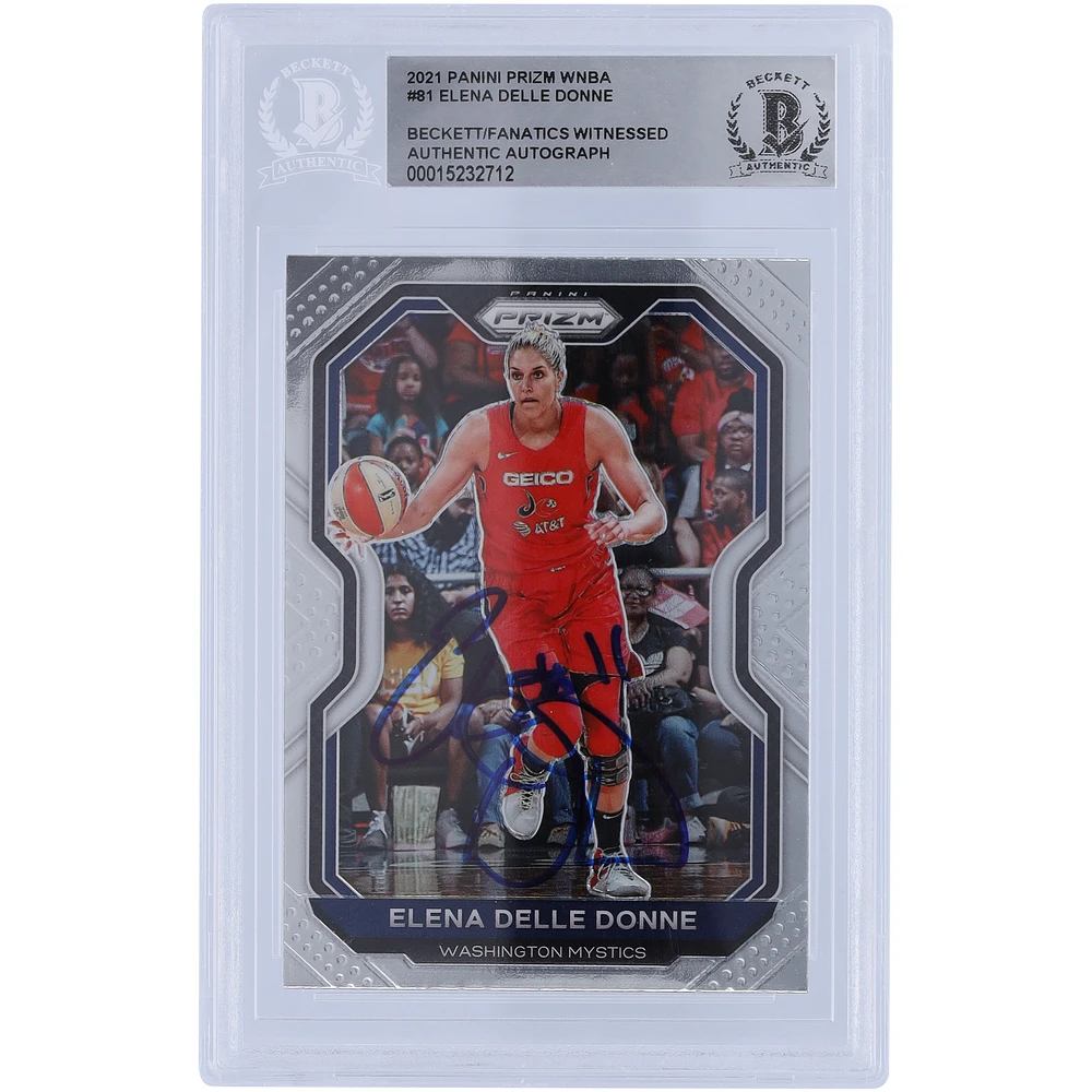 Elena Delle Donne Washington Mystics Autographed 2021 Panini Prizm #81 Beckett Fanatics Witnessed Authenticated Card