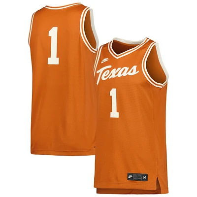 Men's Nike #1 Cream Texas Longhorns Retro Replica Basketball Jersey