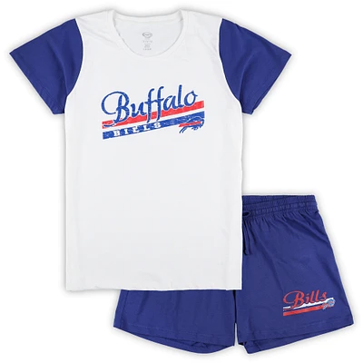 Women's Concepts Sport White/Royal Buffalo Bills Plus Downfield Top & Shorts Sleep Set