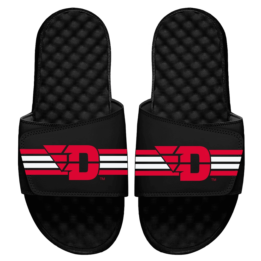 Youth ISlide Black Dayton Flyers Stripes Slide Sandals
