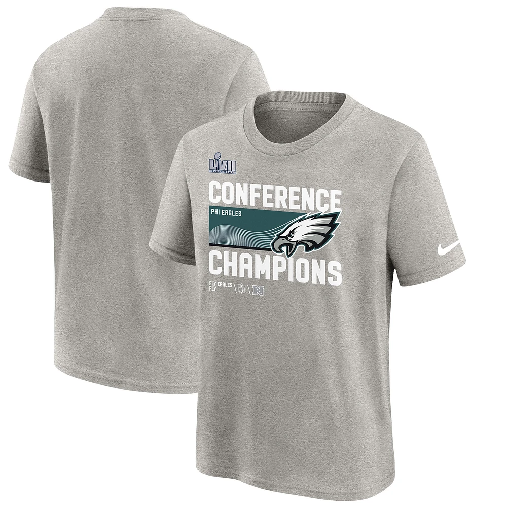 Youth Nike Gray Philadelphia Eagles 2022 NFC Champions Locker Room Trophy Collection T-Shirt