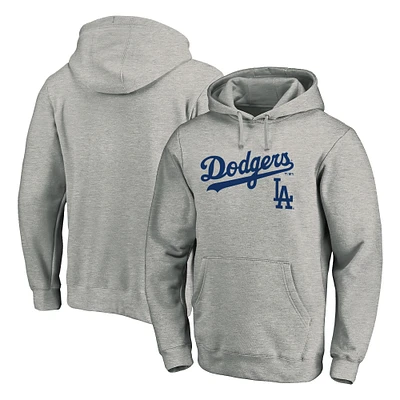 Men's Gray Los Angeles Dodgers Team Lock Up Wordmark Pullover Hoodie