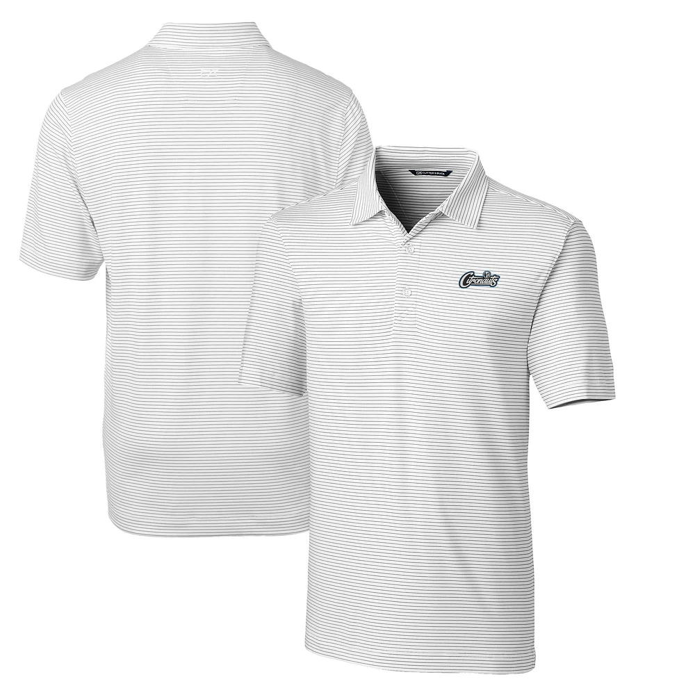 Men's Cutter & Buck White UCF Knights Citronaut Forge Pencil Stripe Stretch Polo