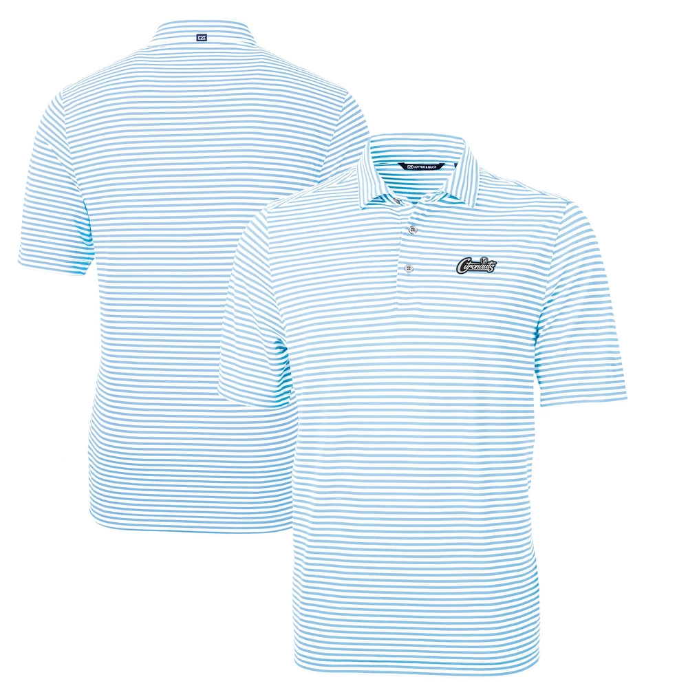 Men's Cutter & Buck Light Blue UCF Knights Citronaut Virtue Eco Pique Stripe Recycled Polo