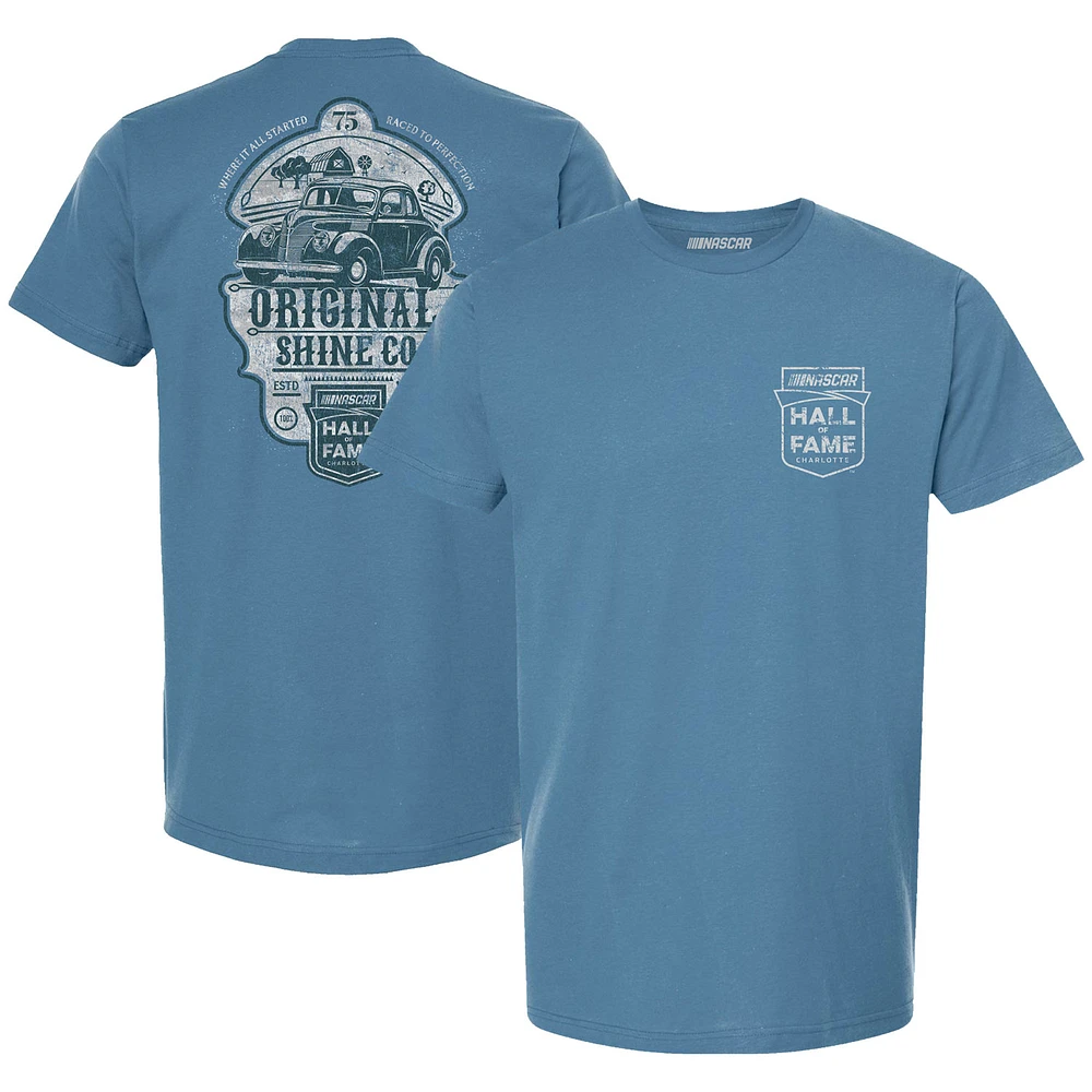 Men's Checkered Flag Light Blue NASCAR Hall of Fame Shine Retro T-Shirt